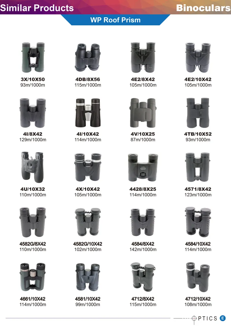 8X42 10X42 Phase Coated Bak4 Prisms Waterproof ED Binoculars