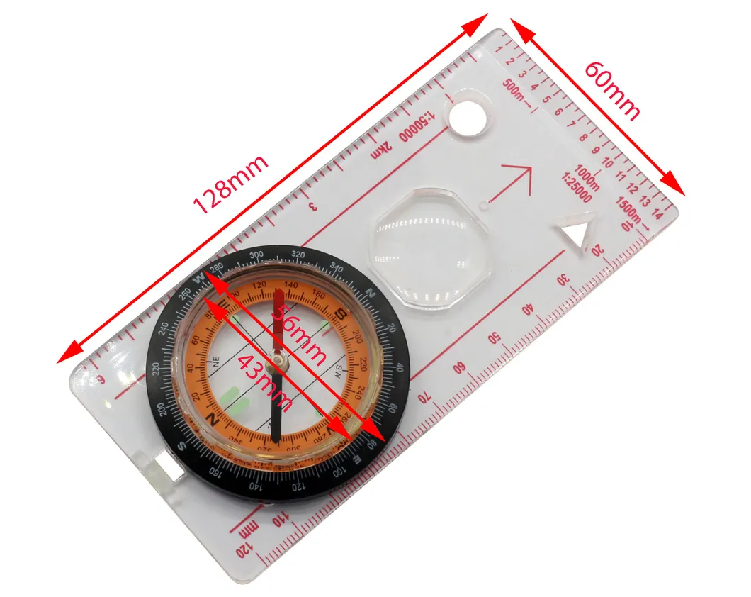 Map Ruler Directional Compass for Travel with Scale