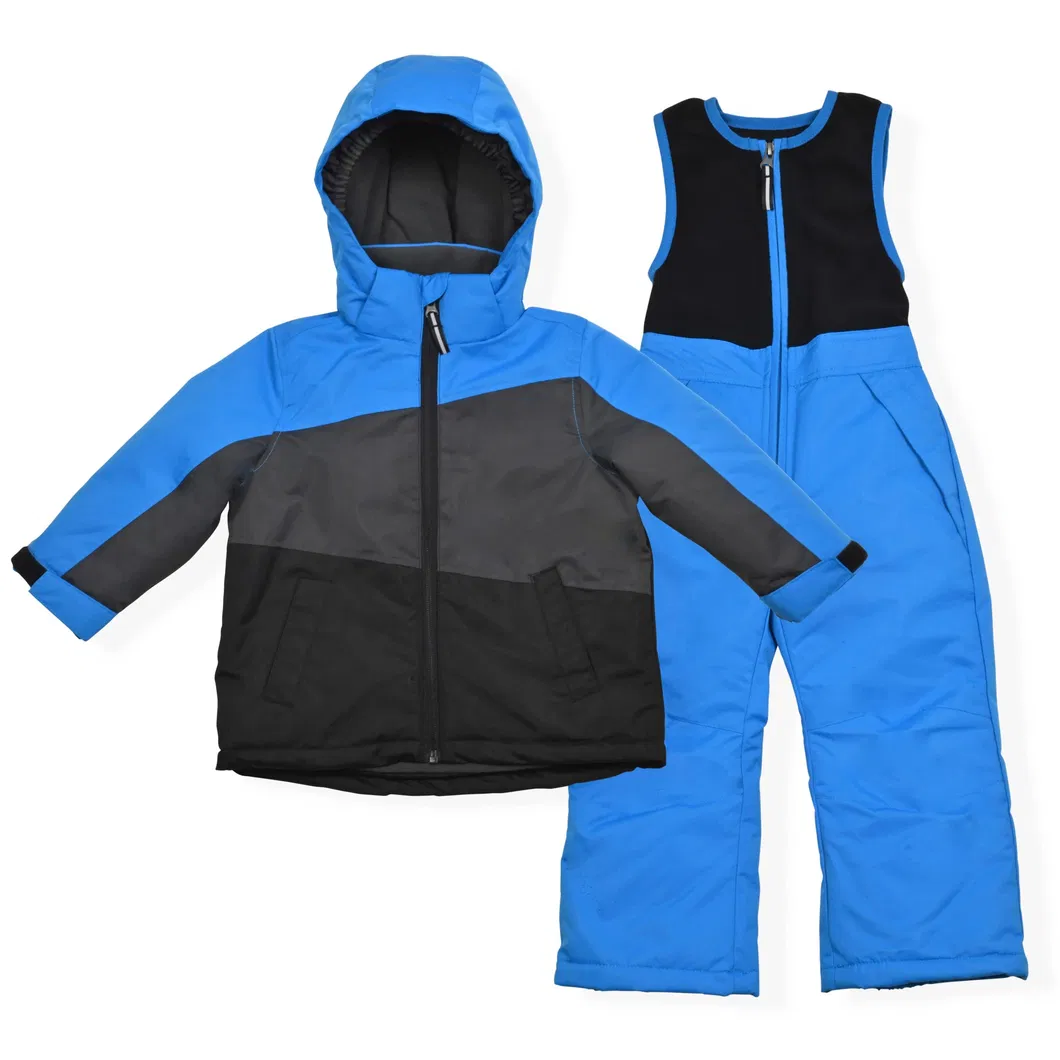 Asiapo China Factory Boys Kids Blue Winter Outdoor Two-Piece Waterproof Snowsuit in Cold Temperatures