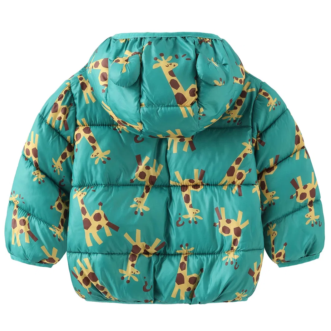 Asiapo China Factory Kids Boys Girls Winter Lightweight Durable Lovely Active Padded Puffer Jacket with Bear Hood