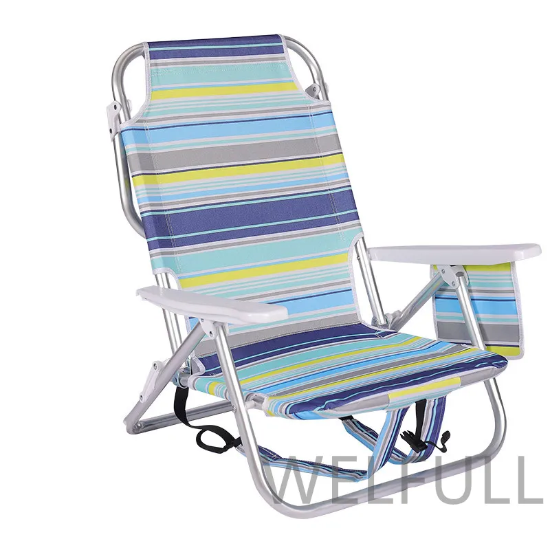 Adjustable Outdoor Aluminum Beach Lounge Chair 5 Position Reclining Aluminum Lightweight Portable Foldable Sun Beach Chair