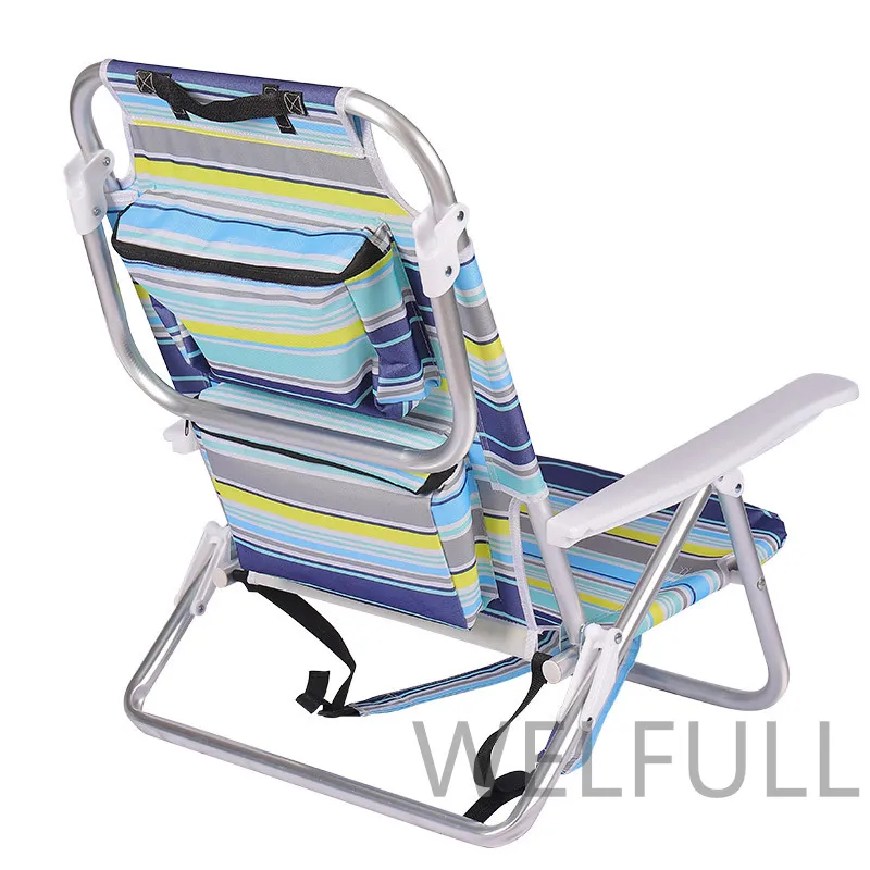 Adjustable Outdoor Aluminum Beach Lounge Chair 5 Position Reclining Aluminum Lightweight Portable Foldable Sun Beach Chair