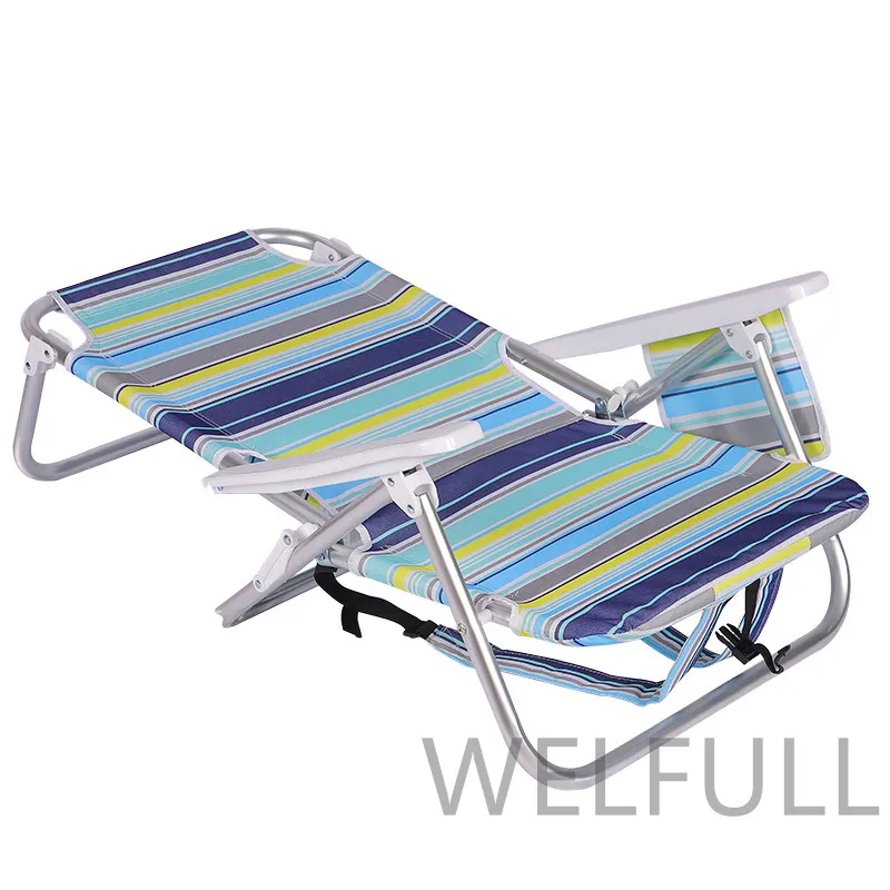 Adjustable Outdoor Aluminum Beach Lounge Chair 5 Position Reclining Aluminum Lightweight Portable Foldable Sun Beach Chair