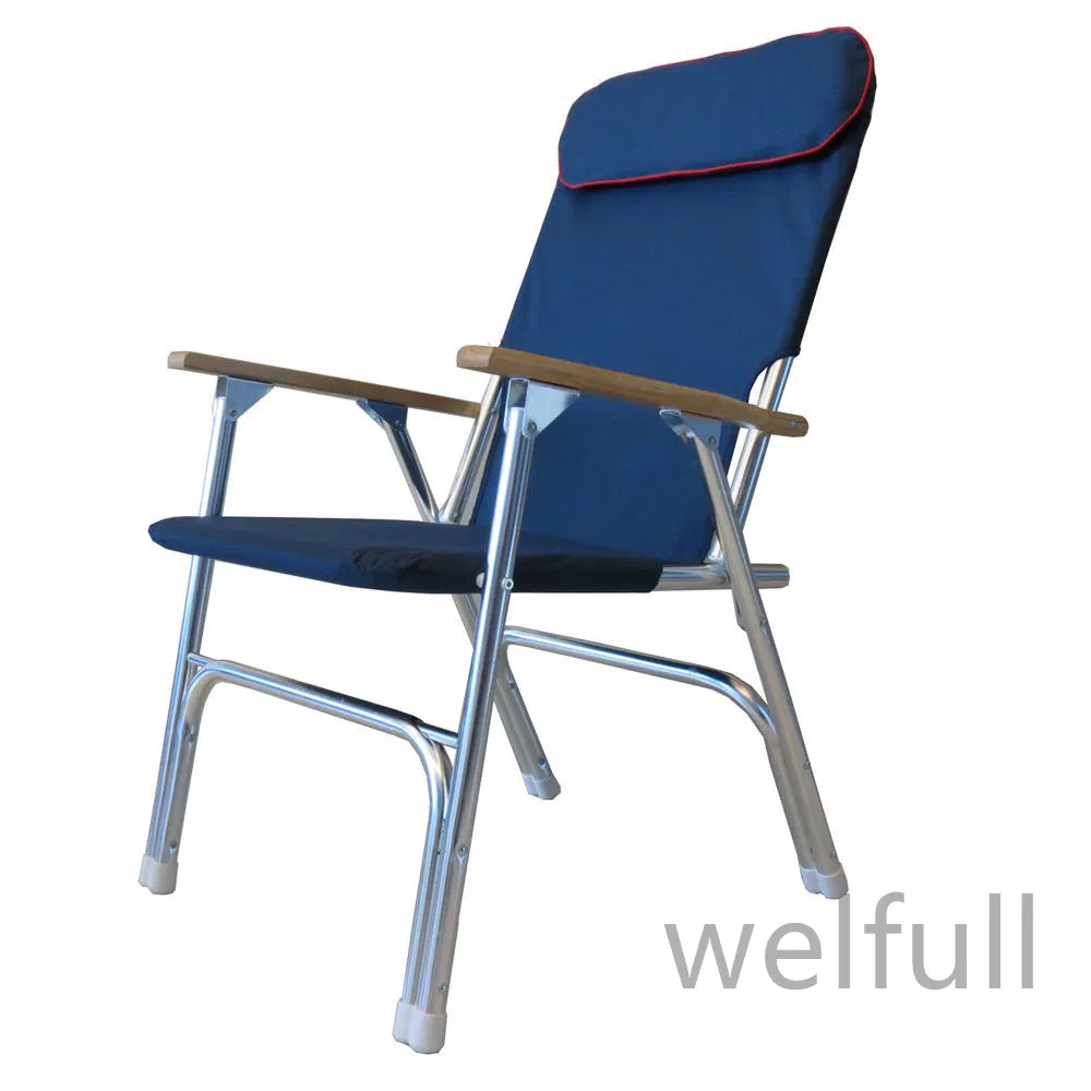 High Quality 25mm Aluminium Tube Outdoor Folding Camping Portable Aluminium Backpack Beach Chairs with Wooden Armrest