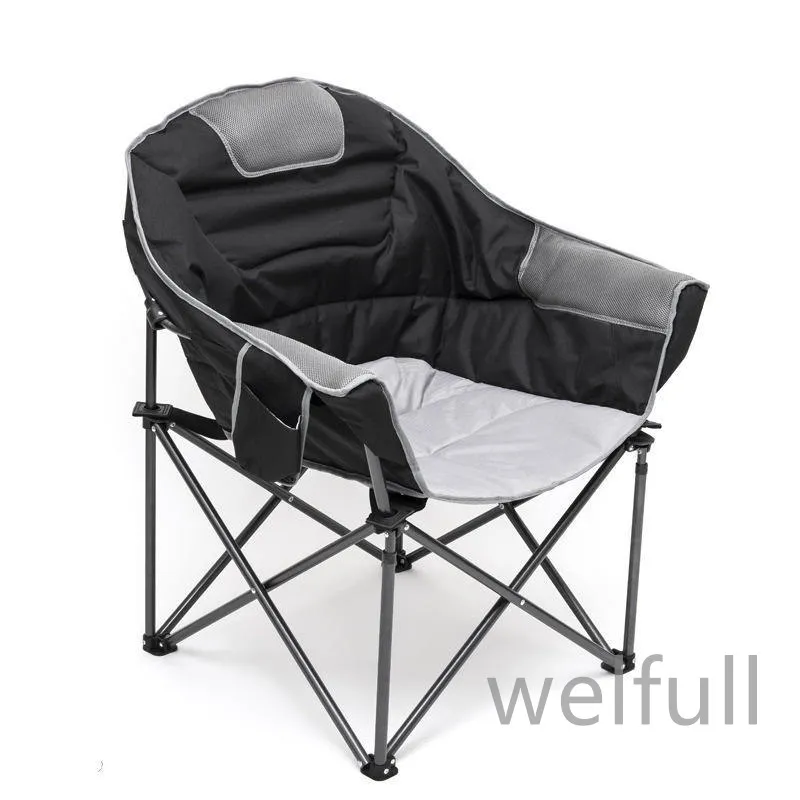 High Quality Padded Camping Chair Round Moon Saucer Folding Lawn Chair Outdoor Club Chair