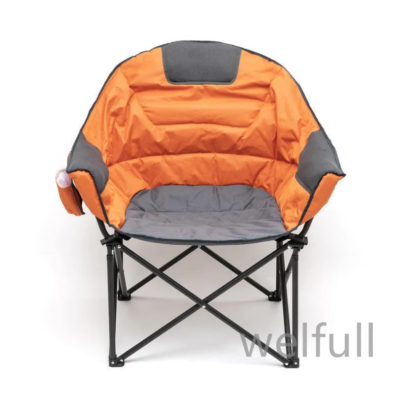 High Quality Padded Camping Chair Round Moon Saucer Folding Lawn Chair Outdoor Club Chair