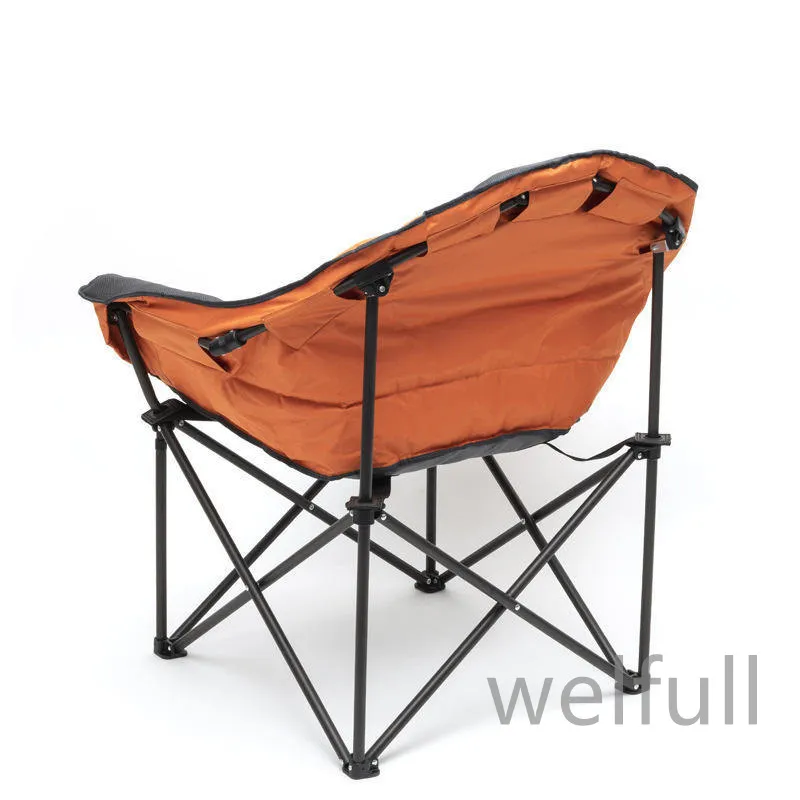 High Quality Padded Camping Chair Round Moon Saucer Folding Lawn Chair Outdoor Club Chair