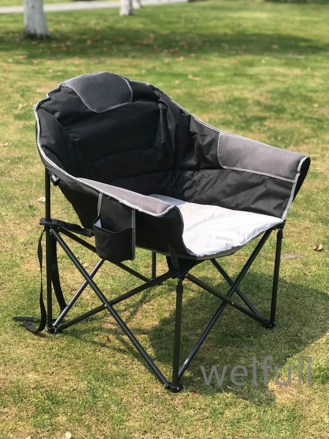 High Quality Padded Camping Chair Round Moon Saucer Folding Lawn Chair Outdoor Club Chair