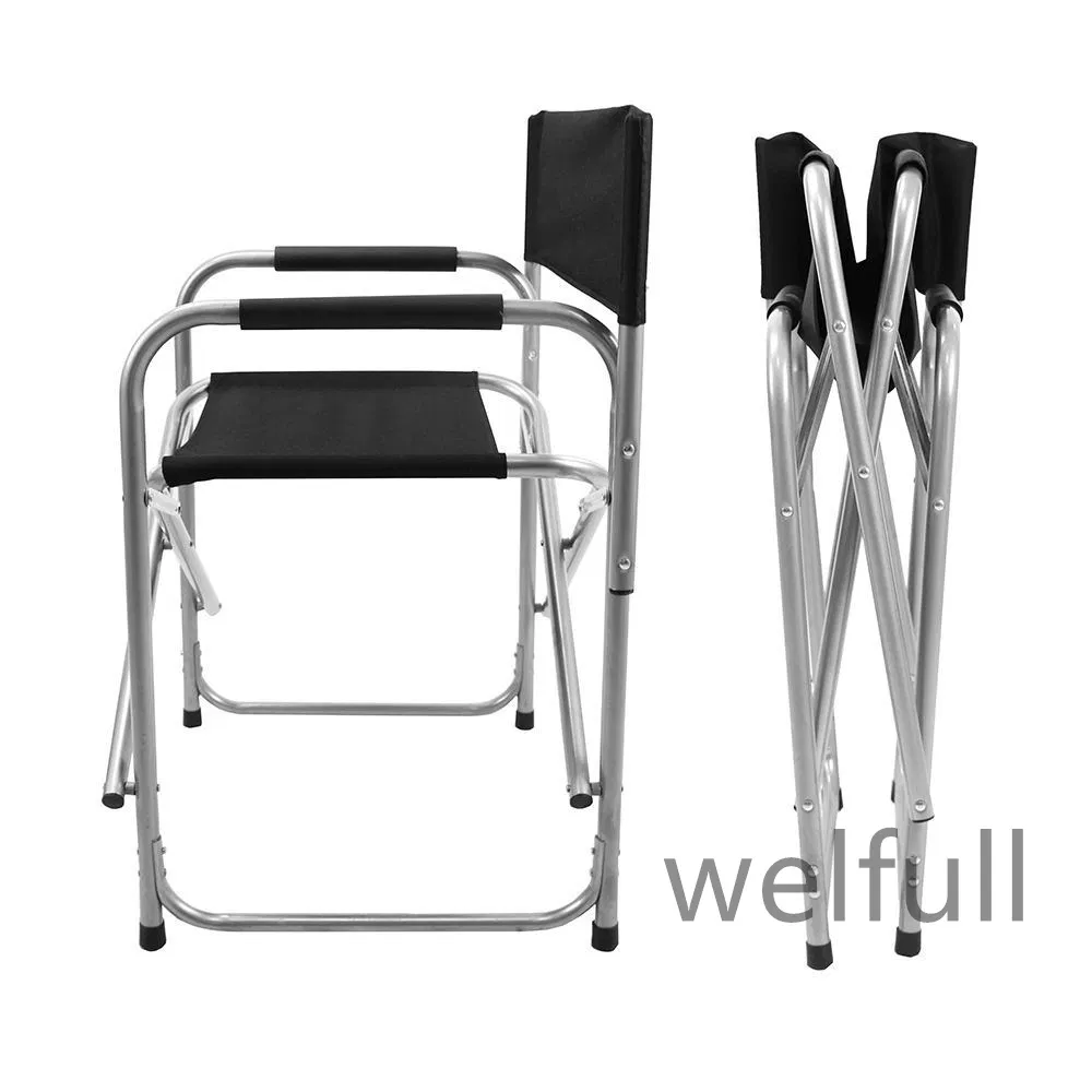 Lightweight Chair Camping Folding Director Chair with Aluminum Side Table Storage Bag