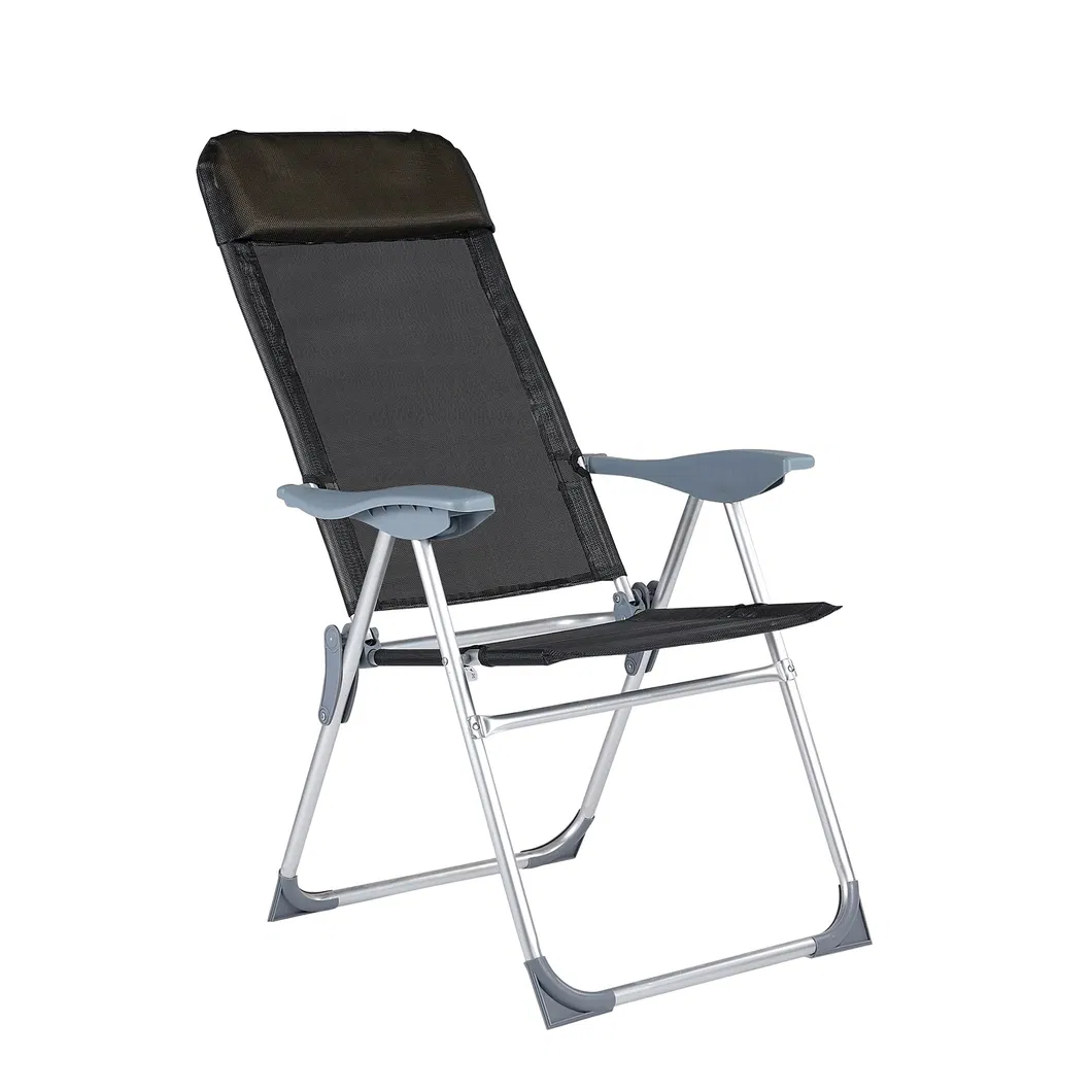 Outdoor High Back 4 Position Adjustable Portable Folding Camp Beach Chair Lightweight Aluminium Camping Chairs with Armrest