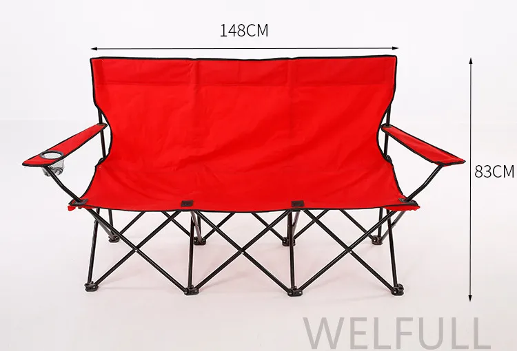 Outdoor High Quality Two Three Person Folding Portable Camping Bench Soft Double Seat Beach Chair