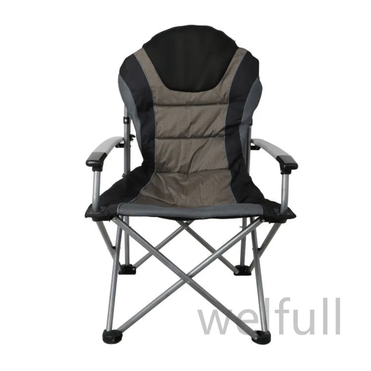 Oversized Portable Folding Outdoor Aluminum Padded Beach Camping Chair with Armrest