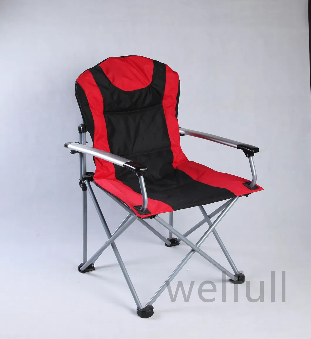 Oversized Portable Folding Outdoor Aluminum Padded Beach Camping Chair with Armrest