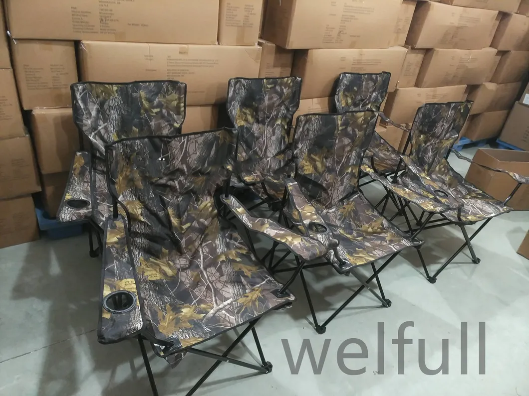 Portable Camouflage Lightweight Classic Folding Camping Folding Chair with Mesh Cup Holder