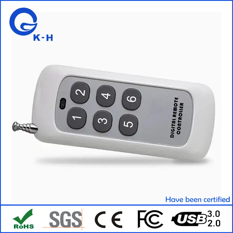 433MHz/315MHz Long Range Remote Control 6 Buttons Transmitter for Smart Home Garage