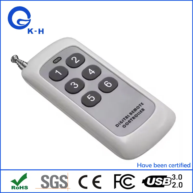 433MHz/315MHz Long Range Remote Control 6 Buttons Transmitter for Smart Home Garage