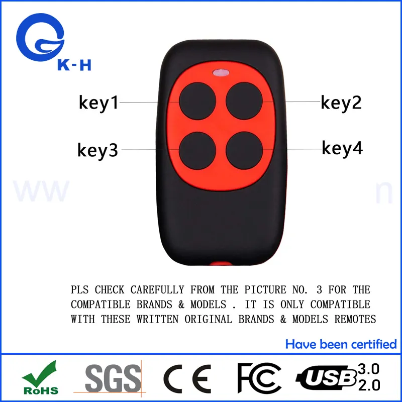 433MHz Copy Garage Door Remote Control Universal Cloning Electric Gate