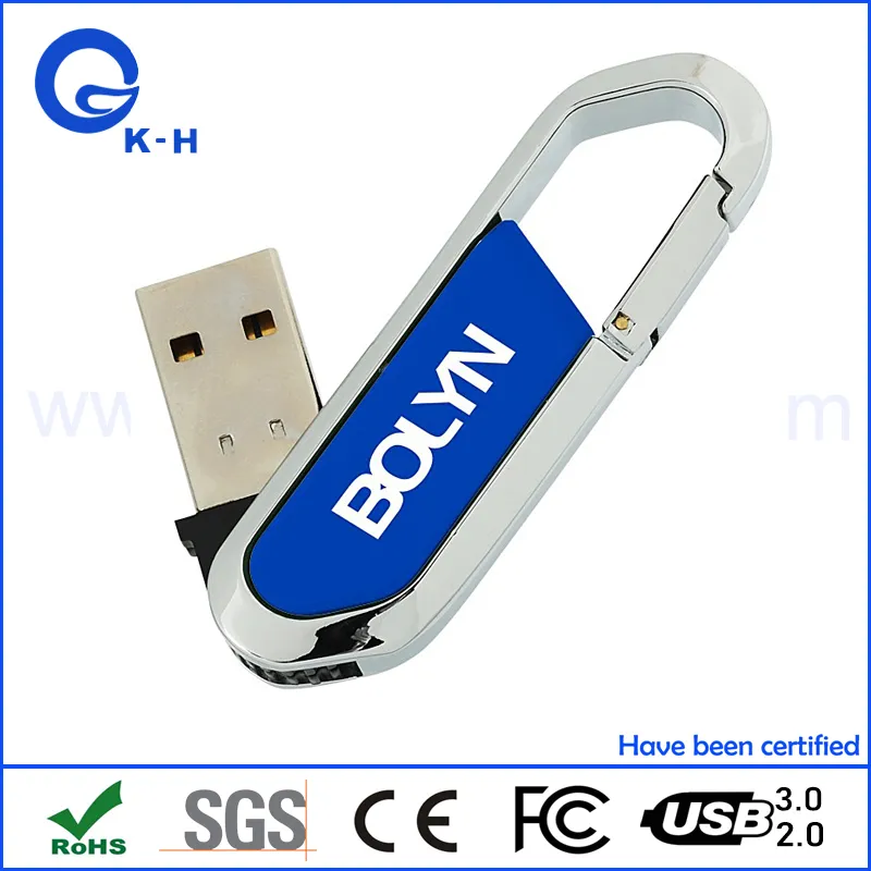 16GB 64GB Pen Drive Metal Memory Stick 32GB Carabiner USB