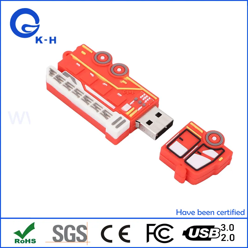 16GB USB 2.0 Flash Cartoon Red Fire Fighting Truck Shape