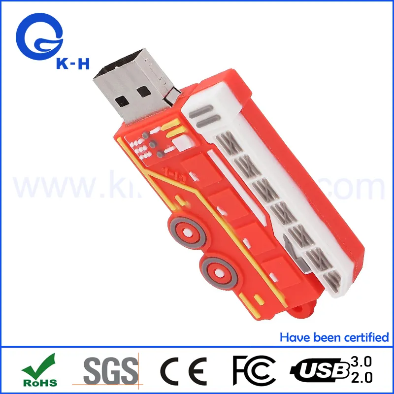 16GB USB 2.0 Flash Cartoon Red Fire Fighting Truck Shape