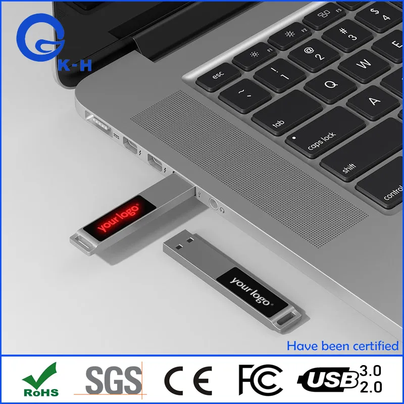 8GB 16GB 32GB Custom LED Light up Logo USB Key 3.0 2.0