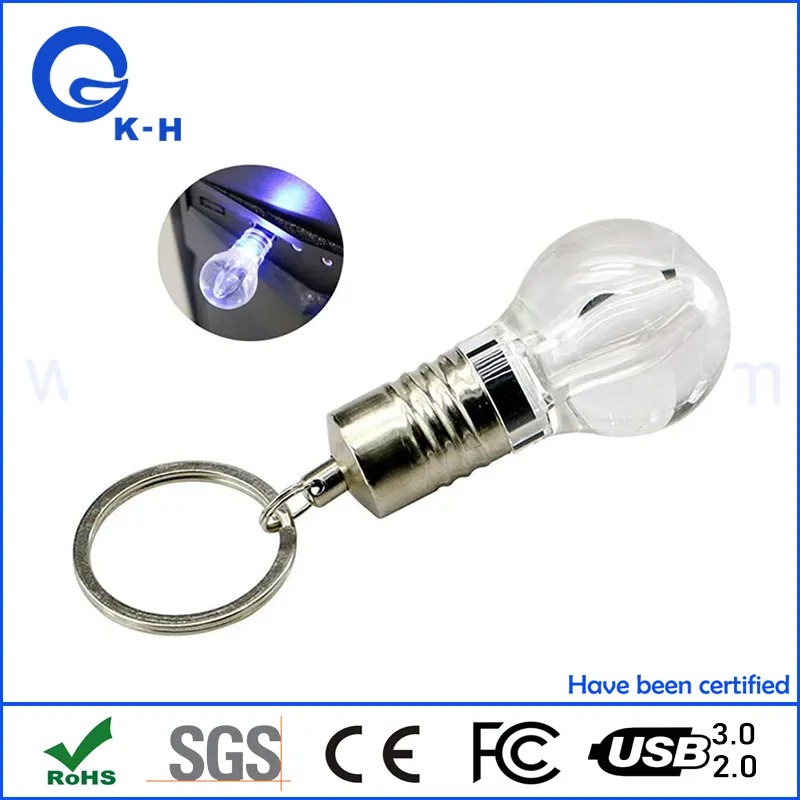 Acrylic Light Bulb Thumb Drive LED USB Flash Stick 256GB