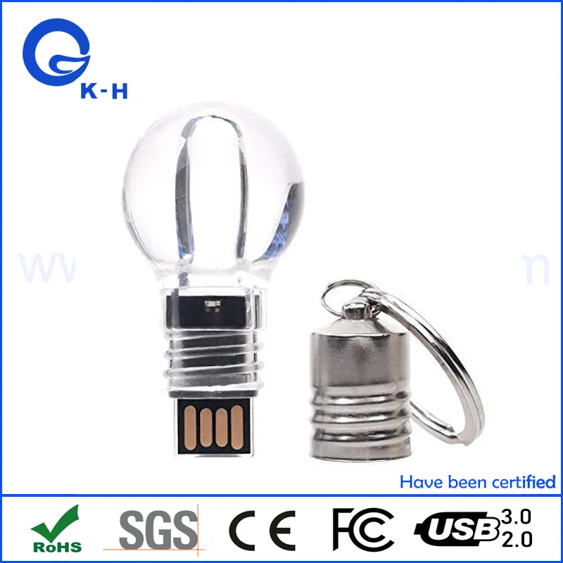 Acrylic Light Bulb Thumb Drive LED USB Flash Stick 256GB