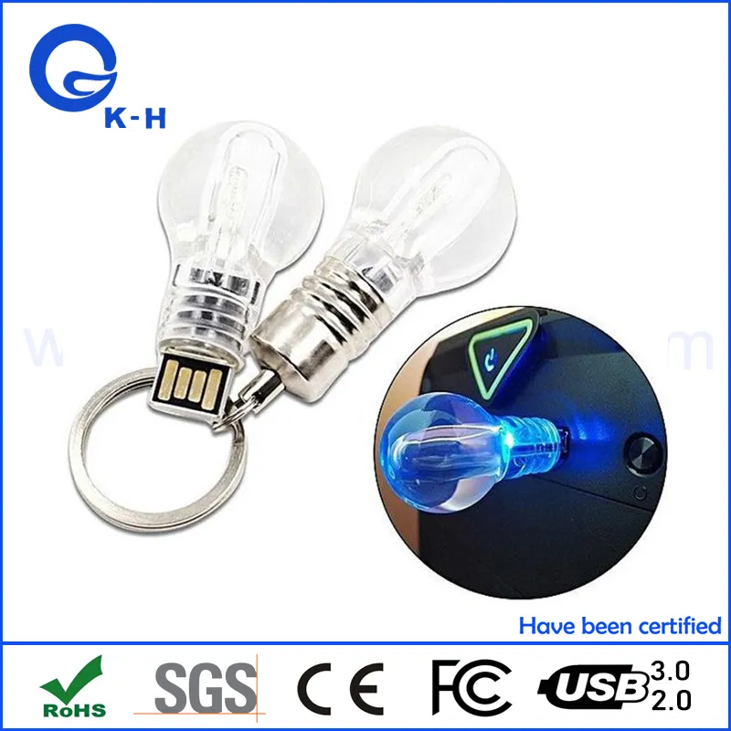 Acrylic Light Bulb Thumb Drive LED USB Flash Stick 256GB