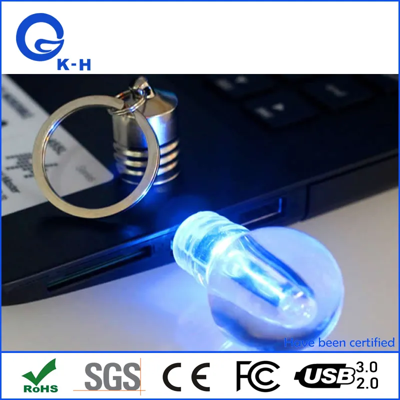 Acrylic Light Bulb Thumb Drive LED USB Flash Stick 256GB