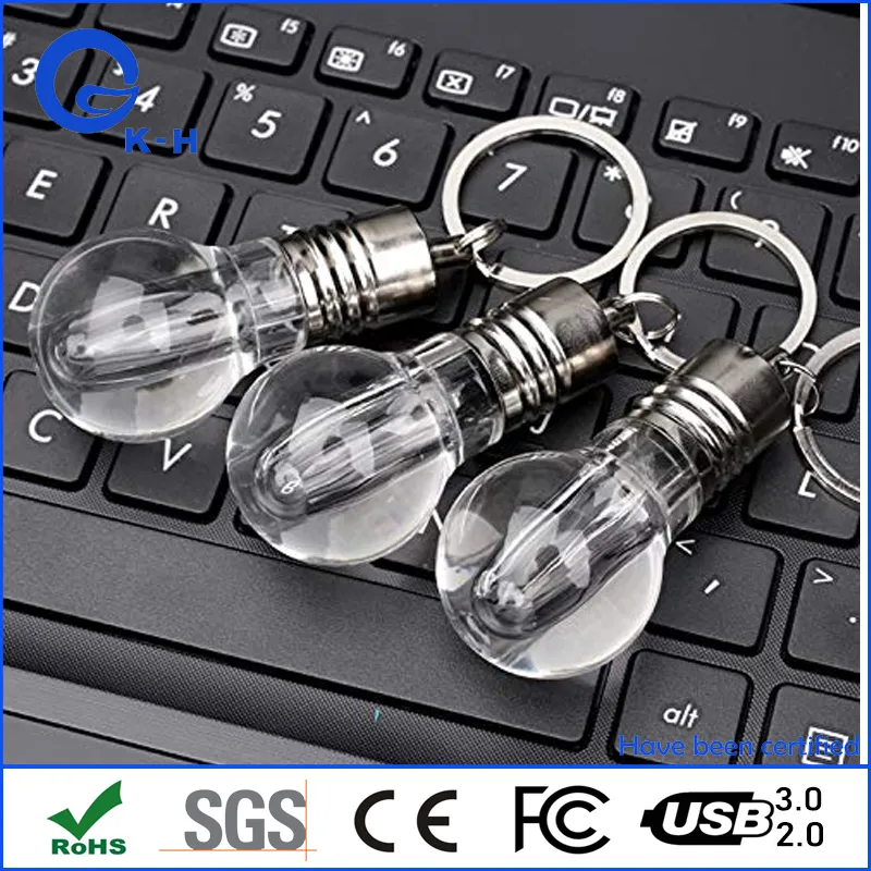 Acrylic Light Bulb Thumb Drive LED USB Flash Stick 256GB