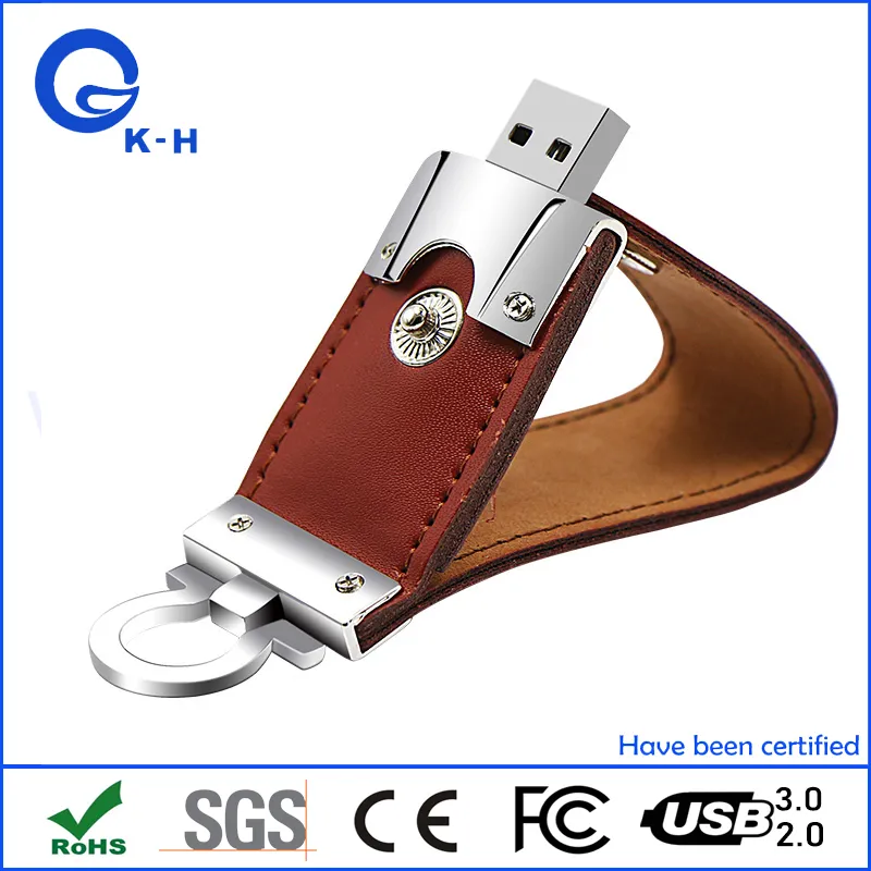 Brand Custom Leather USB Flash Drives Elegant Real Leather Pendrive