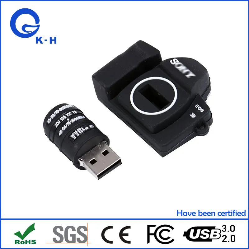 Camera Shape PVC USB 2.0 3.0 Flash Pendrive 8GB 16GB 32GB 64GB