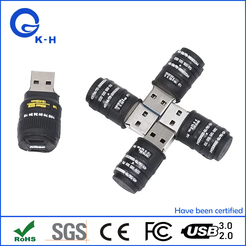 Camera Shape PVC USB 2.0 3.0 Flash Pendrive 8GB 16GB 32GB 64GB