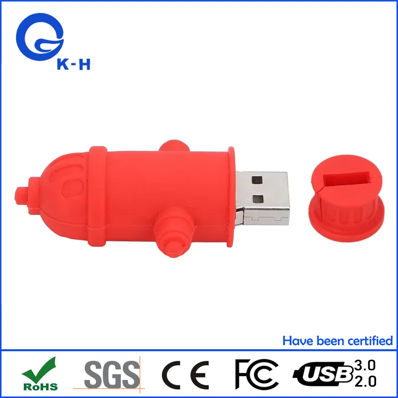 Cartoon Fire Hydrant Shaped Brandweer USB Flash Pen Drive 1GB 2GB 4GB