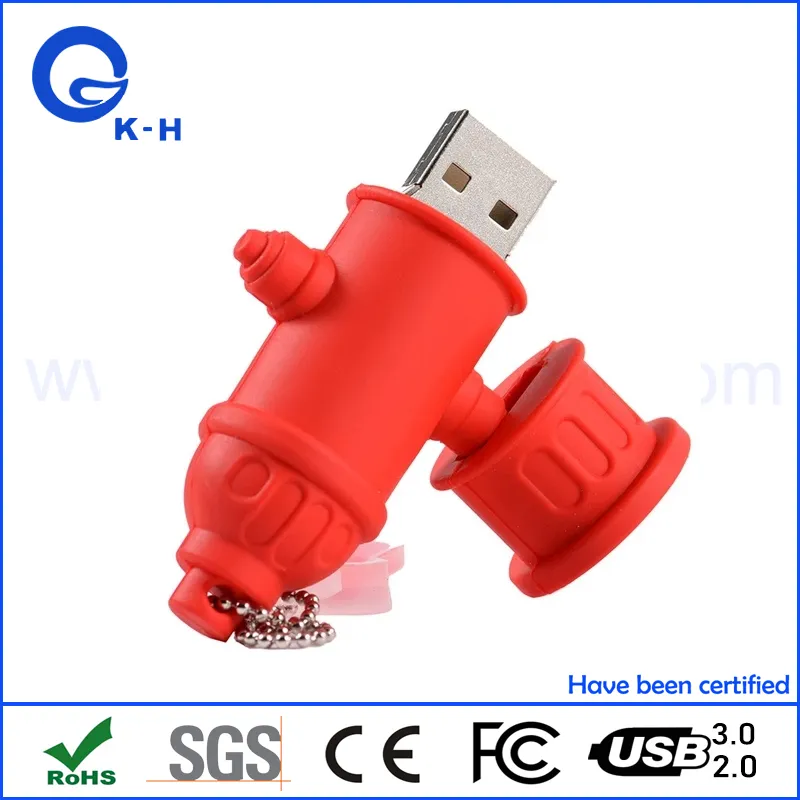 Cartoon Fire Hydrant Shaped Brandweer USB Flash Pen Drive 1GB 2GB 4GB