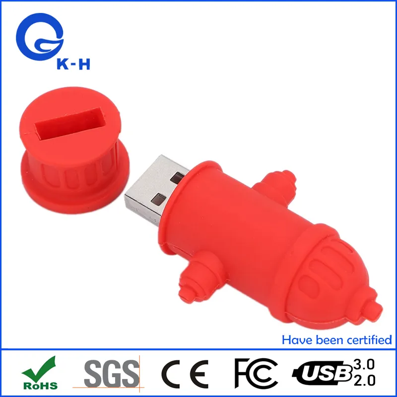 Cartoon Fire Hydrant Shaped Brandweer USB Flash Pen Drive 1GB 2GB 4GB