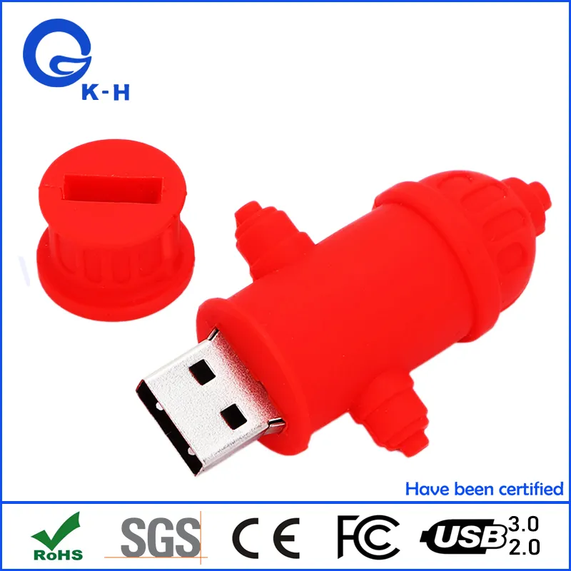 Cartoon Fire Hydrant Shaped Brandweer USB Flash Pen Drive 1GB 2GB 4GB