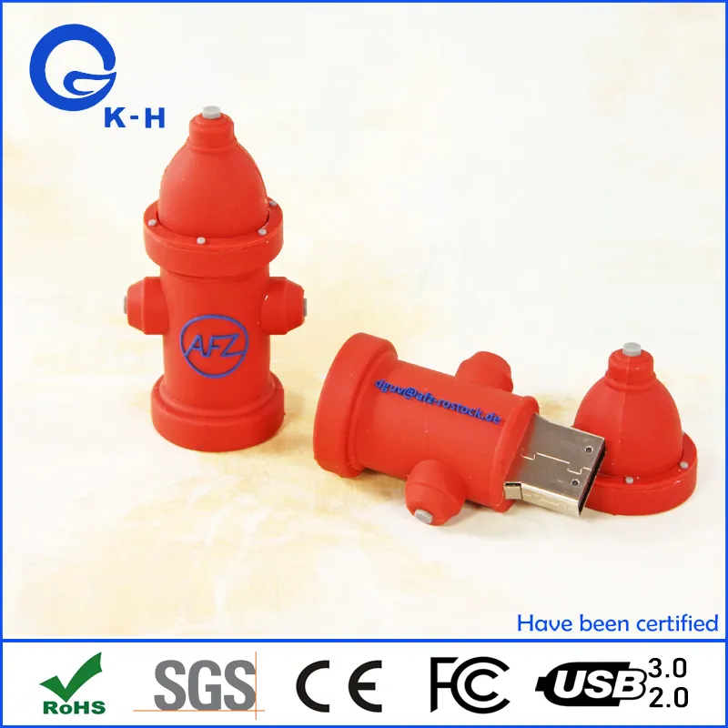 Cartoon Fire Hydrant Shaped Brandweer USB Flash Pen Drive 1GB 2GB 4GB