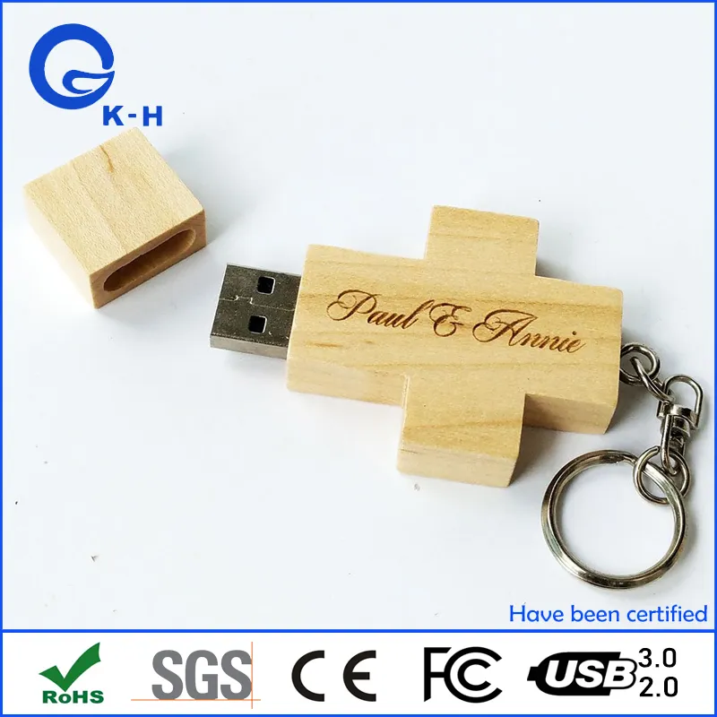 Cheap Wood Christian Cross Wood Flash Drive 16GB USB Key