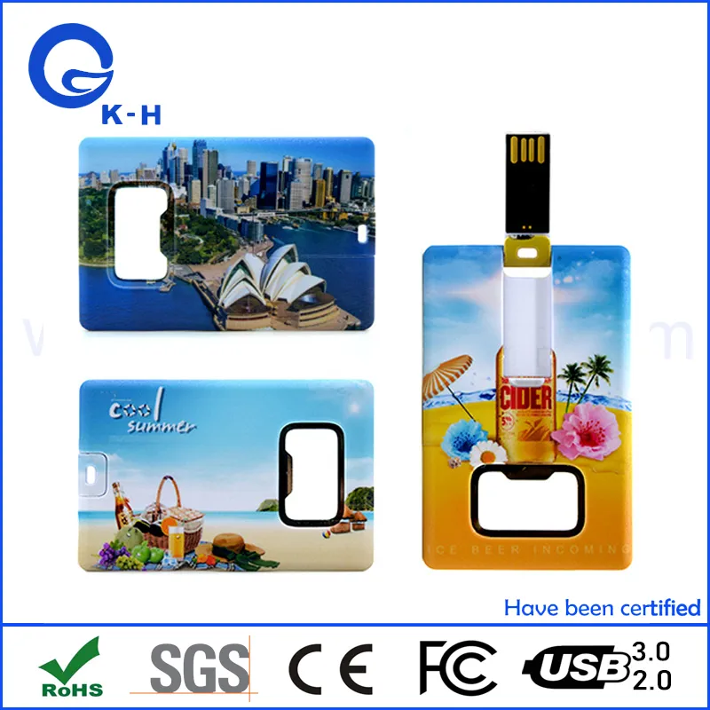 Credit Card Shaped USB Flash Pen Drive with Bottle Opener Function