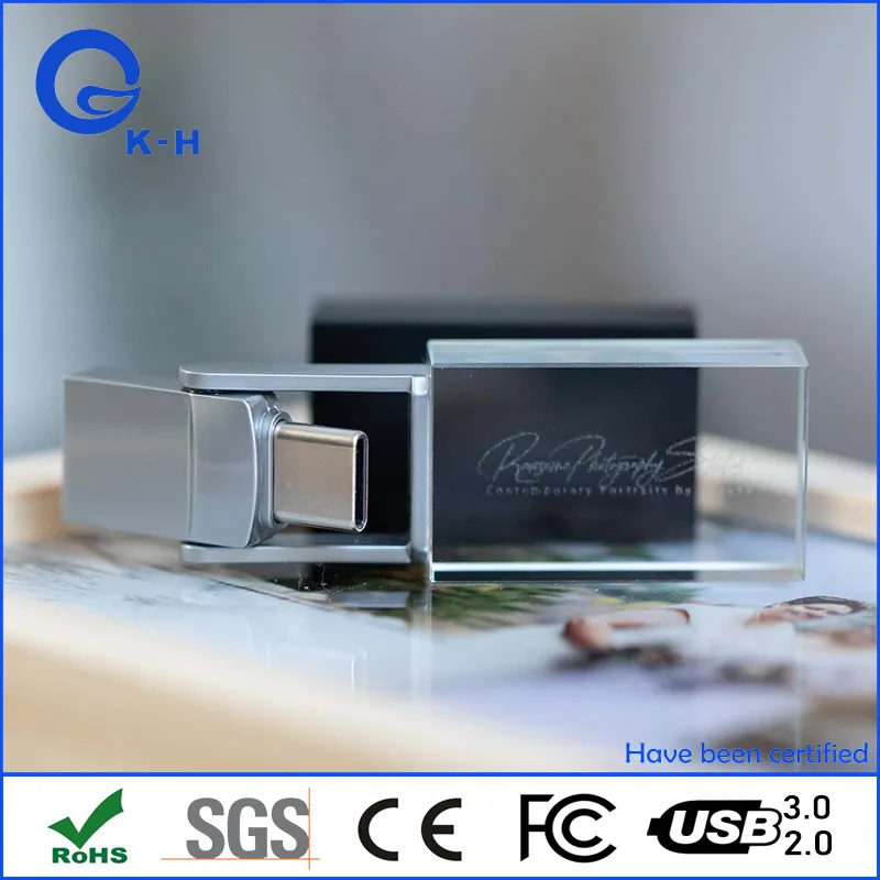 Crystal Type C USB 3 Flash Disk 4GB 8GB 16GB