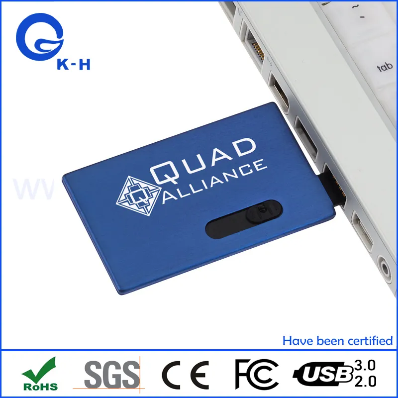 Custom Logo Aluinum Metal Card USB 2.0 Flash Memory Drive