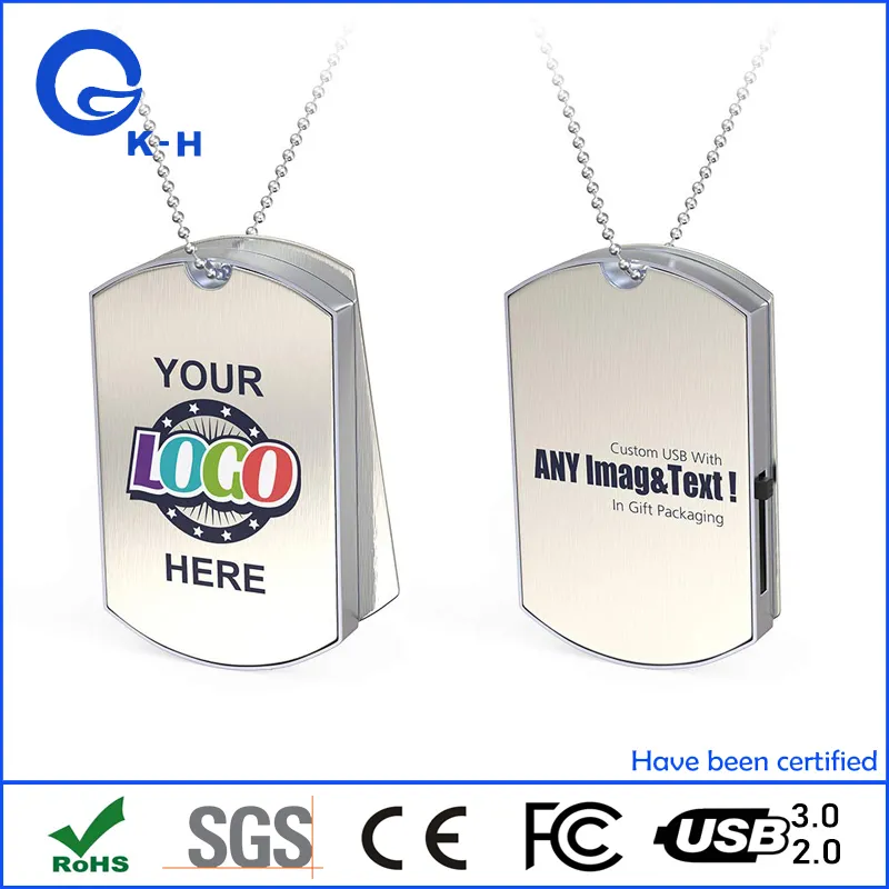 Custom Logo Design Metal Dog Tag 4GB Pendrive Memory