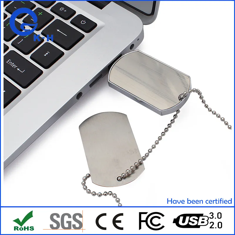 Custom Logo Design Metal Dog Tag 4GB Pendrive Memory