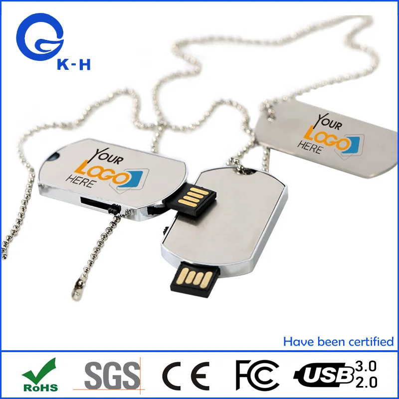 Custom Logo Keychain USB Flash Memory Drive Metal Dogtag 16GB