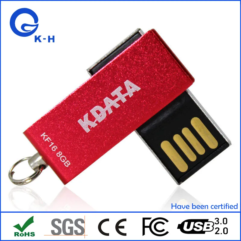 Custom Logo Metal USB Flash Memory Drive Mini Swivel Pendrive