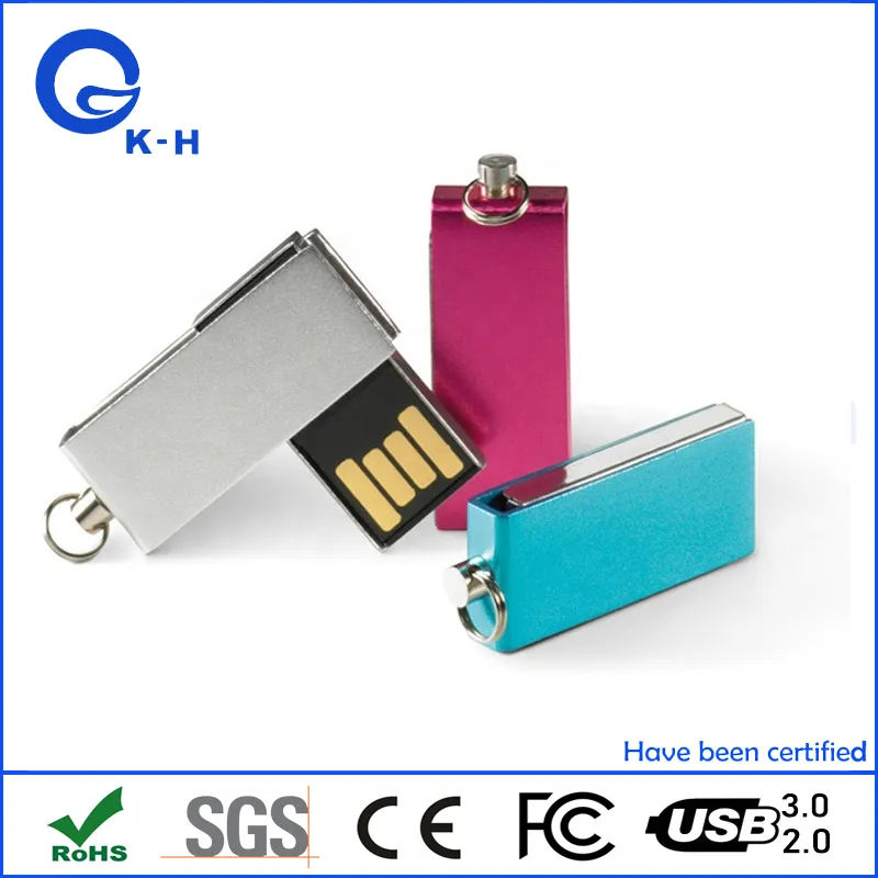 Custom Logo Metal USB Flash Memory Drive Mini Swivel Pendrive