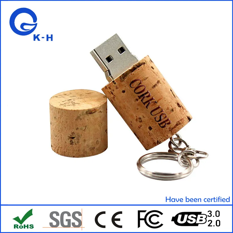 Custom Logo Wooden Cork USB Flash Key 32GB Factory Price