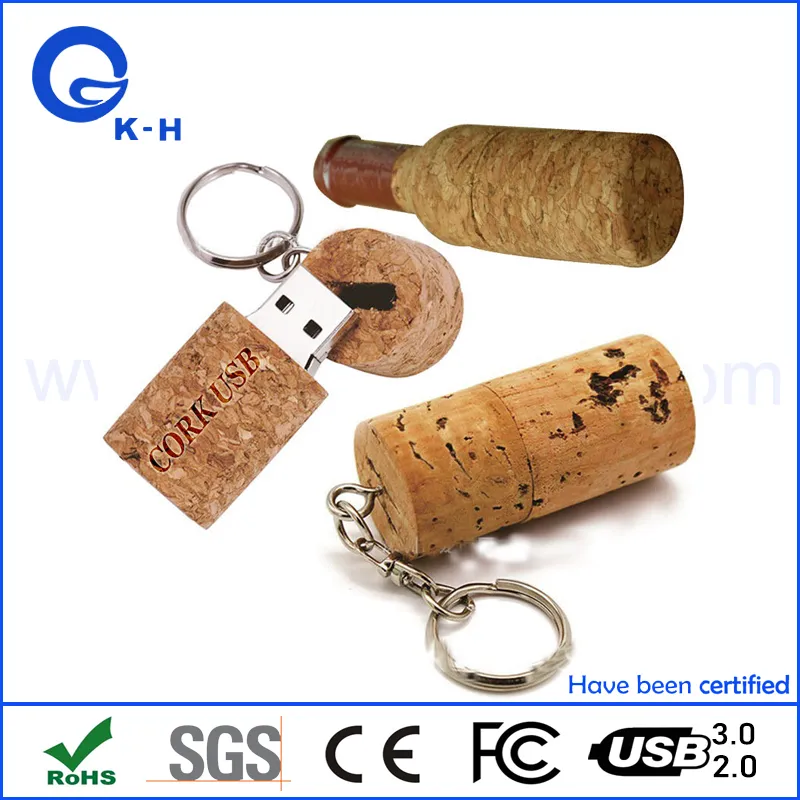 Custom Logo Wooden Cork USB Flash Key 32GB Factory Price