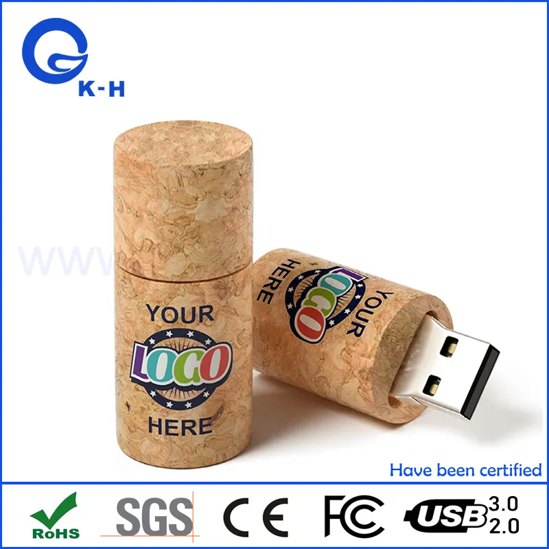 Custom Logo Wooden Cork USB Flash Key 32GB Factory Price